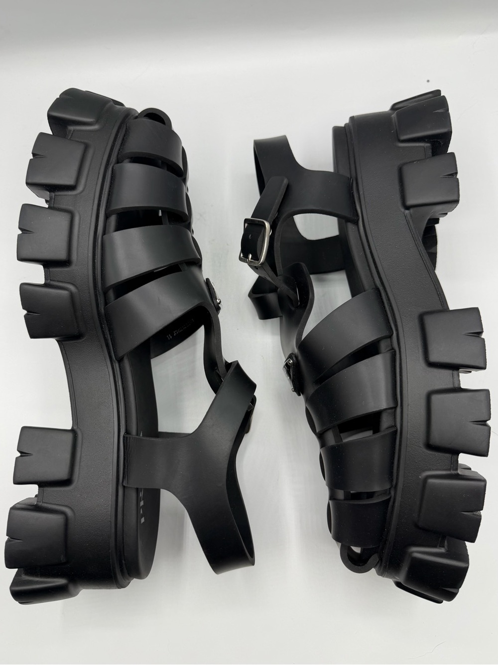 NIB Prada Black Rubber Ultralight Monolith Platform Chunky Strap Sandals EU 41 - Picture 8 of 15